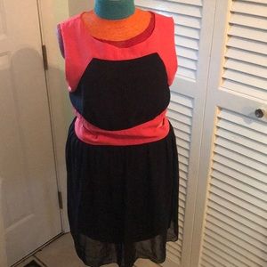 Beautiful Cut out dress coral and navy